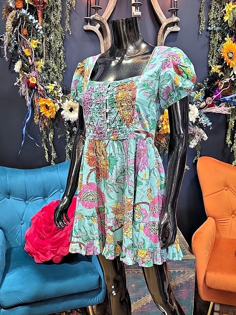 House of Harlow Floral Design Mini Dress with Pockets